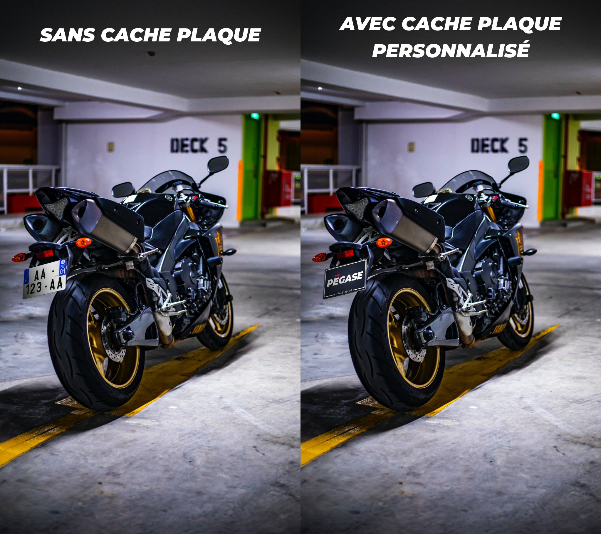 même moto avec un cache plaque personnalisé