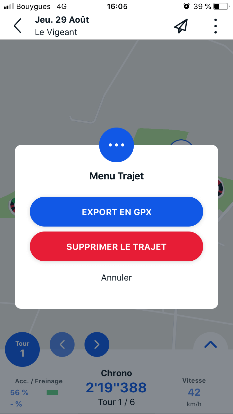 menu trajet